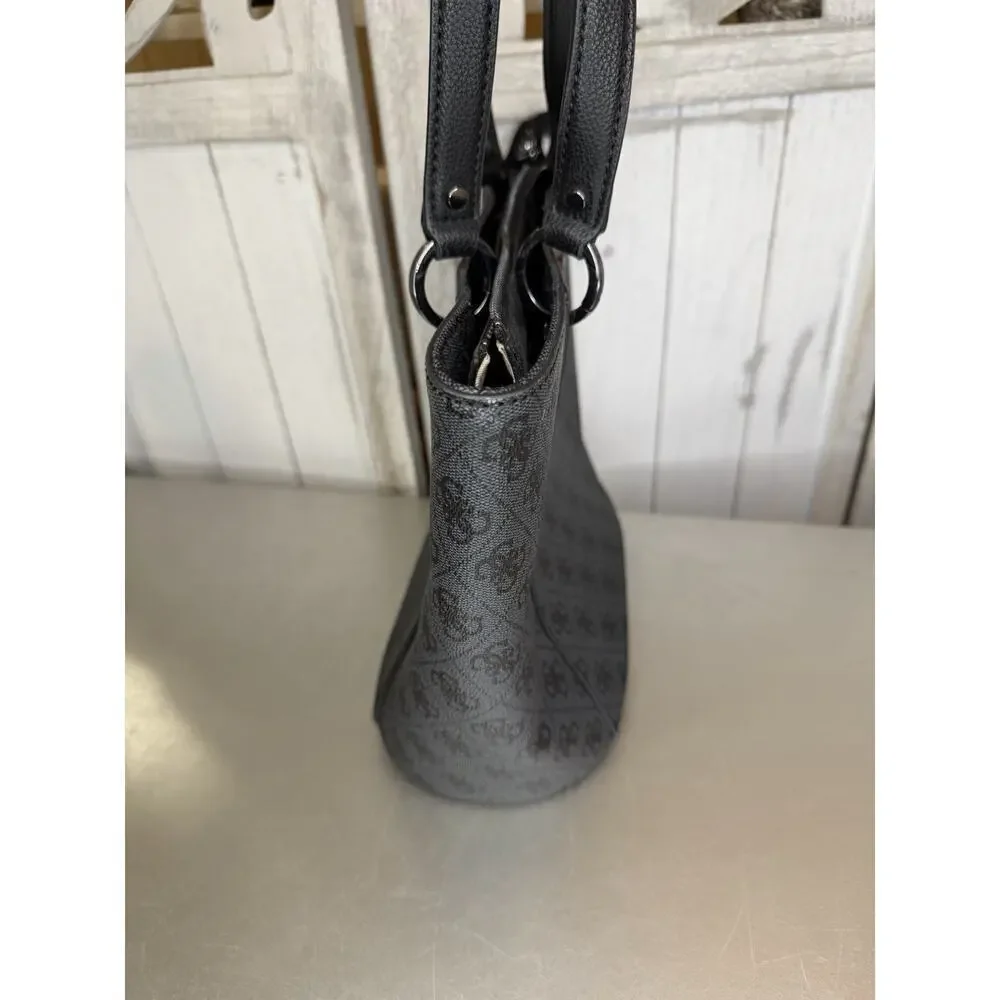 GUESS Noelle Small Gray Black Tote Bag Y2K Handbag Bag Coated Canvas